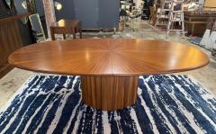 Gianfranco Frattini Oval Dining Table in Walnut with Extension Italy 1970s - 4316092