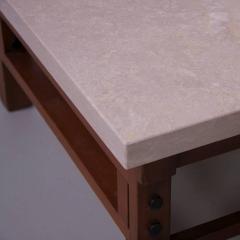 Gianfranco Frattini Pair Gianfranco Frattini Side Tables with Travertine Top - 593548