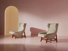 Gianfranco Frattini Pair of armchairs in the style of Gianfranco Frattini Italy 1950s - 3946896