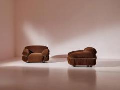 Gianfranco Frattini Pair of velvet Sesann Armchairs by Gianfranco Frattini for Cassina Italy 1970s - 3473091