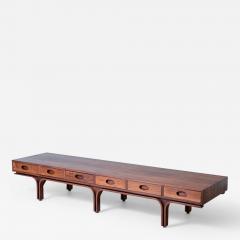 Gianfranco Frattini Rare low center table with 6 drawers and three uprights - 3893403