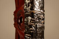 Gianni Pinna Gianni Pinna Table Lamp in Wood with Glazed Ceramic Decoration Italy 1970s - 4433633