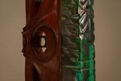 Gianni Pinna Gianni Pinna Table Lamp in Wood with Green Decorative Part Italy 1970s - 4521349
