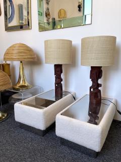 Gianni Pinna Pair of Wood Sculpture Lamps by Gianni Pinna Italy 1970s - 2490415