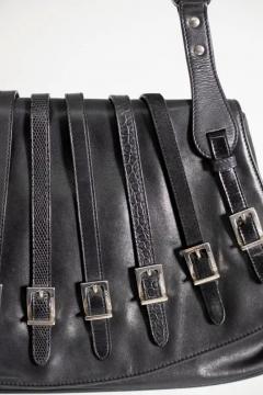 Gianni Versace Gianni Versace Black Embossed Leather Bag Bondage Line - 3626061