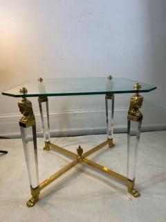 Gianni Versace MODERN NEO CLASSUCAL BRASS LUCITE AND GLASS TABLE IN THE MANNER OF VERSACE - 1585128