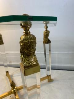Gianni Versace MODERN NEO CLASSUCAL BRASS LUCITE AND GLASS TABLE IN THE MANNER OF VERSACE - 1585129
