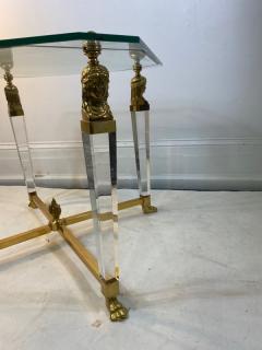 Gianni Versace MODERN NEO CLASSUCAL BRASS LUCITE AND GLASS TABLE IN THE MANNER OF VERSACE - 1585134