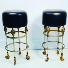 Gianni Versace Pair of Exceptional Italian Bar Stools in the Manner of Gianni Versace - 777447