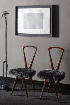 Gianni Vigorelli Gianni Vigorelli pair of occasional chairs in wood and fabric Italy 1950s - 4264605