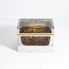 Giant Hand Blown Murano Glass Box Leopard with Brass Fittings - 3854354