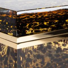 Giant Hand Blown Murano Glass Box Leopard with Brass Fittings - 3854408