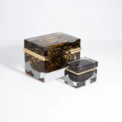 Giant Hand Blown Murano Glass Box Leopard with Brass Fittings - 3854412