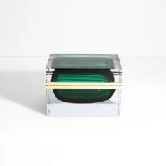 Giant Hand Blown Murano Glass Box in Emerald Green with Brass Fittings - 3854240