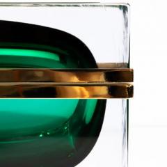 Giant Hand Blown Murano Glass Box in Emerald Green with Brass Fittings - 3854261