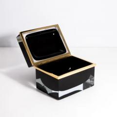 Giant Hand Blown Murano Glass Box in Onyx Black with Brass Fittings - 3854173