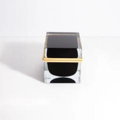 Giant Hand Blown Murano Glass Box in Onyx Black with Brass Fittings - 3854174