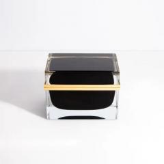 Giant Hand Blown Murano Glass Box in Onyx Black with Brass Fittings - 3854176