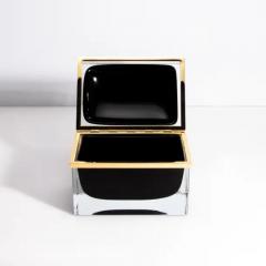 Giant Hand Blown Murano Glass Box in Onyx Black with Brass Fittings - 3854177