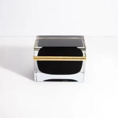 Giant Hand Blown Murano Glass Box in Onyx Black with Brass Fittings - 3854179