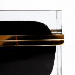 Giant Hand Blown Murano Glass Box in Onyx Black with Brass Fittings - 3854197