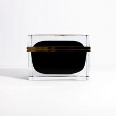 Giant Hand Blown Murano Glass Box in Onyx Black with Brass Fittings - 3854200