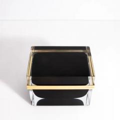 Giant Hand Blown Murano Glass Box in Onyx Black with Brass Fittings - 3854208