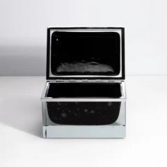 Giant Hand Blown Murano Glass Box in Onyx Black with Bubbles and Chrome Fittings - 3850543