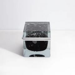 Giant Hand Blown Murano Glass Box in Onyx Black with Bubbles and Chrome Fittings - 3850544