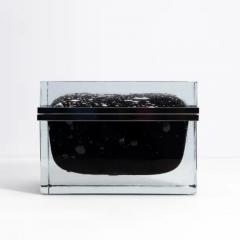 Giant Hand Blown Murano Glass Box in Onyx Black with Bubbles and Chrome Fittings - 3850563