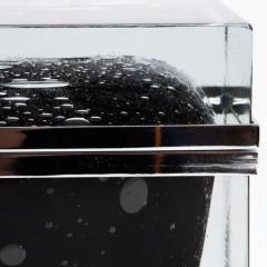 Giant Hand Blown Murano Glass Box in Onyx Black with Bubbles and Chrome Fittings - 3850566