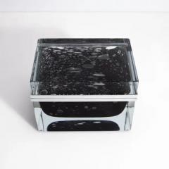 Giant Hand Blown Murano Glass Box in Onyx Black with Bubbles and Chrome Fittings - 3850569