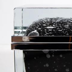 Giant Hand Blown Murano Glass Box in Onyx Black with Bubbles and Chrome Fittings - 3850577