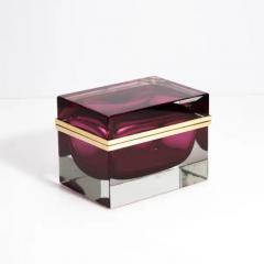 Giant Hand Blown Murano Glass Box in Ruby with Brass Fittings - 3850419
