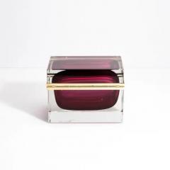 Giant Hand Blown Murano Glass Box in Ruby with Brass Fittings - 3850420