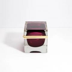 Giant Hand Blown Murano Glass Box in Ruby with Brass Fittings - 3850421