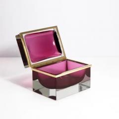 Giant Hand Blown Murano Glass Box in Ruby with Brass Fittings - 3850422