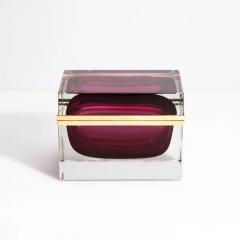 Giant Hand Blown Murano Glass Box in Ruby with Brass Fittings - 3850424