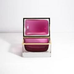 Giant Hand Blown Murano Glass Box in Ruby with Brass Fittings - 3850469