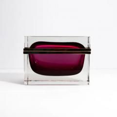 Giant Hand Blown Murano Glass Box in Ruby with Brass Fittings - 3850471