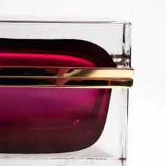 Giant Hand Blown Murano Glass Box in Ruby with Brass Fittings - 3850473