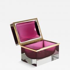 Giant Hand Blown Murano Glass Box in Ruby with Brass Fittings - 3858163