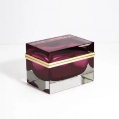 Giant Hand Blown Murano Glass Box in Ruby with Brass Fittings - 3876787