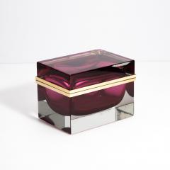 Giant Hand Blown Murano Glass Box in Ruby with Brass Fittings - 4237280