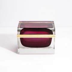 Giant Hand Blown Murano Glass Box in Ruby with Brass Fittings - 4237283