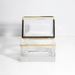 Giant Hand Blown Murano Glass Box in in Crystal with Bubbles and Brass Fittings - 3850389