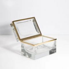 Giant Hand Blown Murano Glass Box in in Crystal with Bubbles and Brass Fittings - 3850390