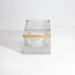 Giant Hand Blown Murano Glass Box in in Crystal with Bubbles and Brass Fittings - 3850395
