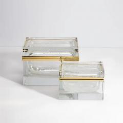 Giant Hand Blown Murano Glass Box in in Crystal with Bubbles and Brass Fittings - 3850447