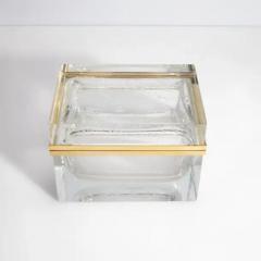 Giant Hand Blown Murano Glass Box in in Crystal with Bubbles and Brass Fittings - 3850452